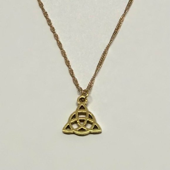 Triquetra Trinity Celtic Knot Charmed Gold Tone - Picture 5 of 7